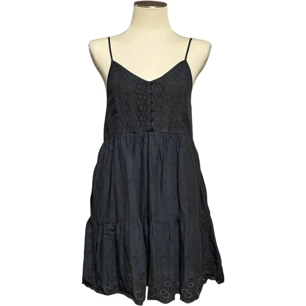 Levi's Cora Cotton Pointel Eyelette Mini Tiered Anthracite Night Black Medium